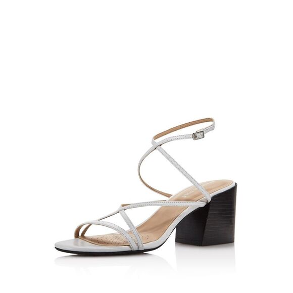 KENNETH COLE Womens White Maise Square Toe Block Heel Leather Sandals Shoes 8 - Picture 1 of 4
